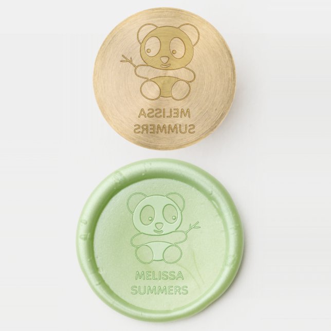 Cute Little Panda Custom Name Wax Seal Stamp (Stamped)