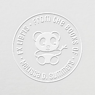 Cute Little Panda Ex Libris Bookplate Embosser