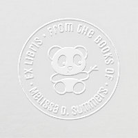 Cute Little Panda Holding Bamboo Bookplate