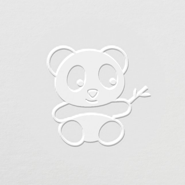 Cute Little Panda Holding Bamboo Embosser (Design)