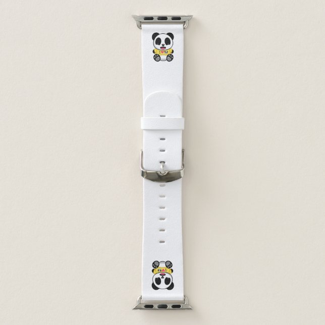 Cute Little Panda in Yellow Tshirt Apple Watch Band (Band)