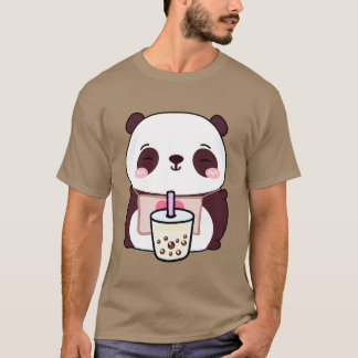 Cute Little Panda Loves Boba T-Shirt