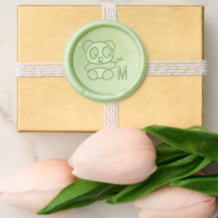Cute Little Panda Monogram Initial Wax Seal Sticker