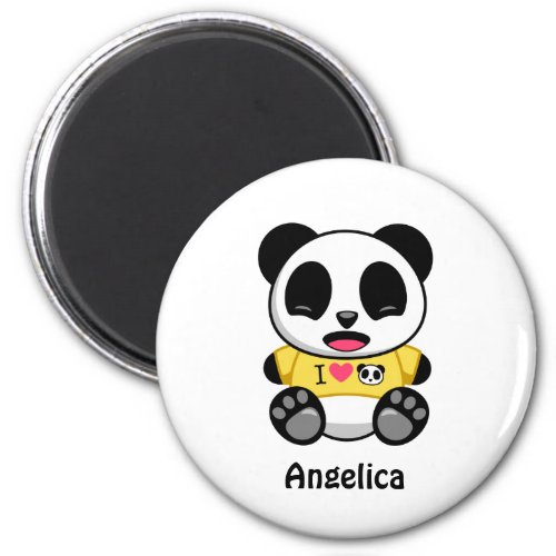 Cute Little Panda on White Magnet