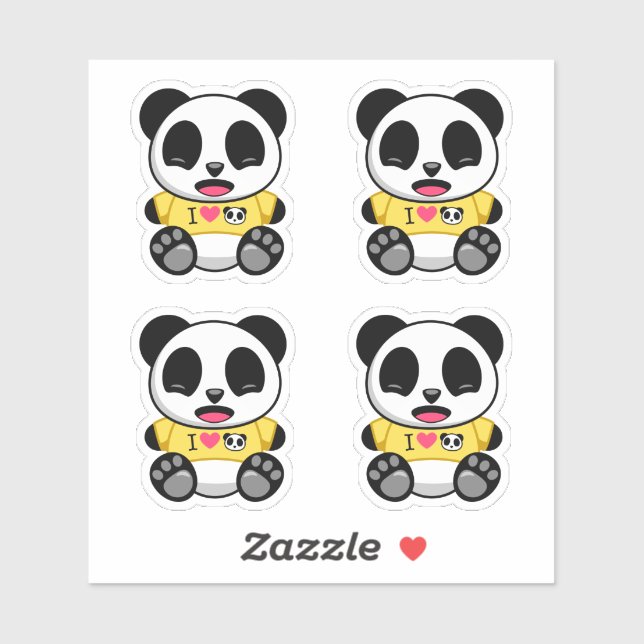 Cute Little Panda Set of 4 Sticker (Sheet)