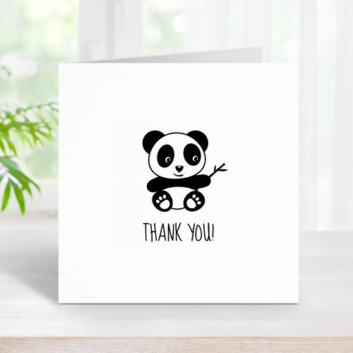 Cute Little Panda Thank You 1x1 Rubber Stamp