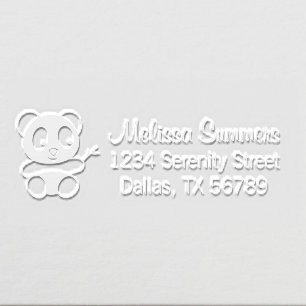 Cute Little Panda with a Bamboo Stick Address Embosser