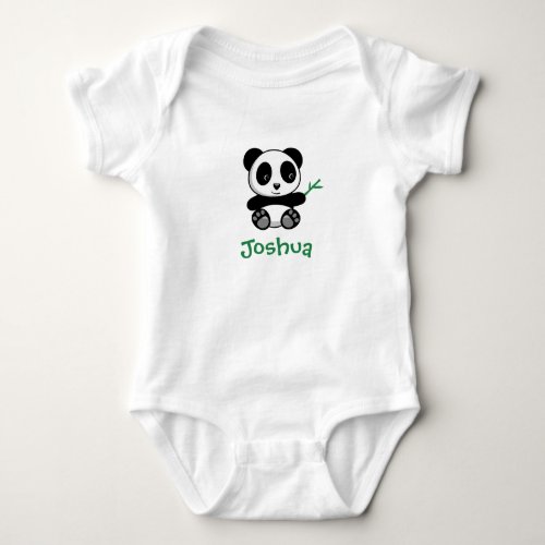 Cute Little Panda with a Bamboo Stick Baby Bodysuit