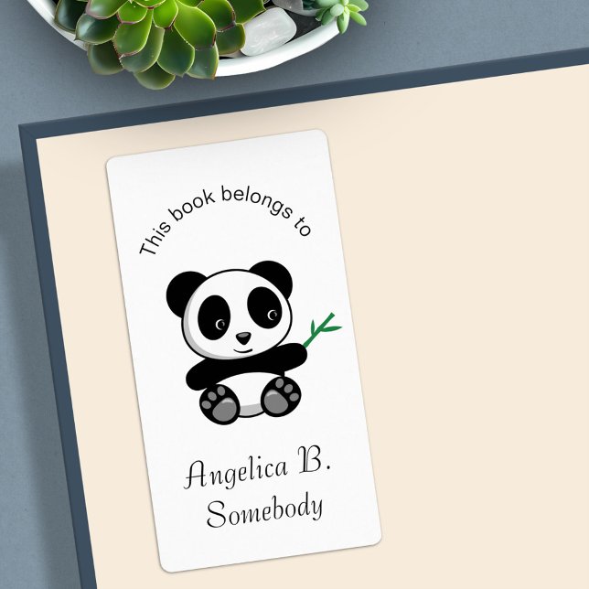 Cute Little Panda with a Bamboo Stick Bookplate (Creator Uploaded)