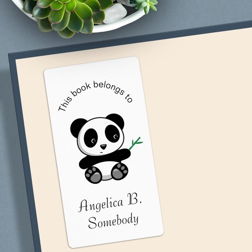 Cute Little Panda with a Bamboo Stick Bookplate