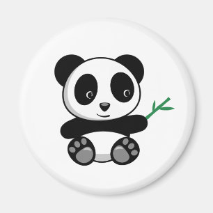 Cute Little Panda with a Bamboo Stick Magnet