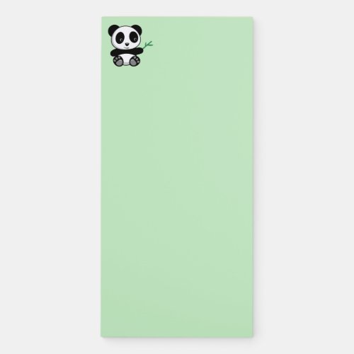 Cute Little Panda with a Bamboo Stick on Green Magnetic Notepad