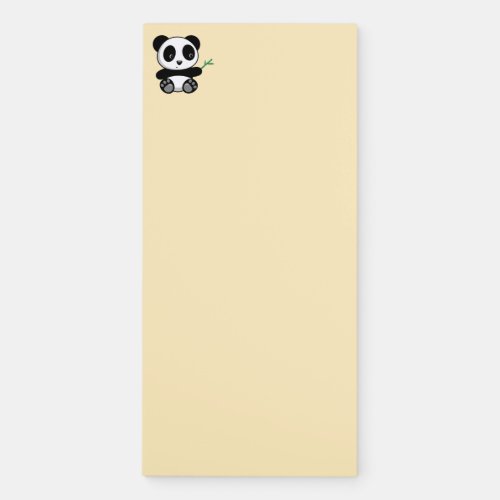 Cute Little Panda with a Bamboo Stick on Yellow Magnetic Notepad