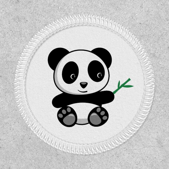 Cute Little Panda with a Bamboo Stick Patch (Front)