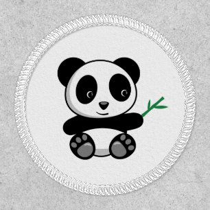 Cute Little Panda with a Bamboo Stick Patch