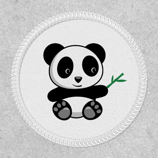 Cute Little Panda with a Bamboo Stick Patch (Front)