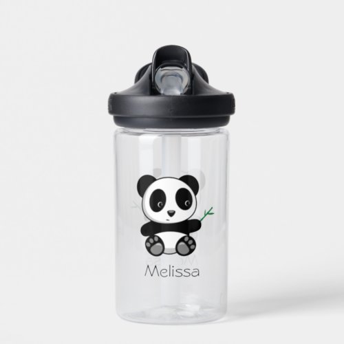 Cute Little Panda with a Bamboo Stick Water Bottle
