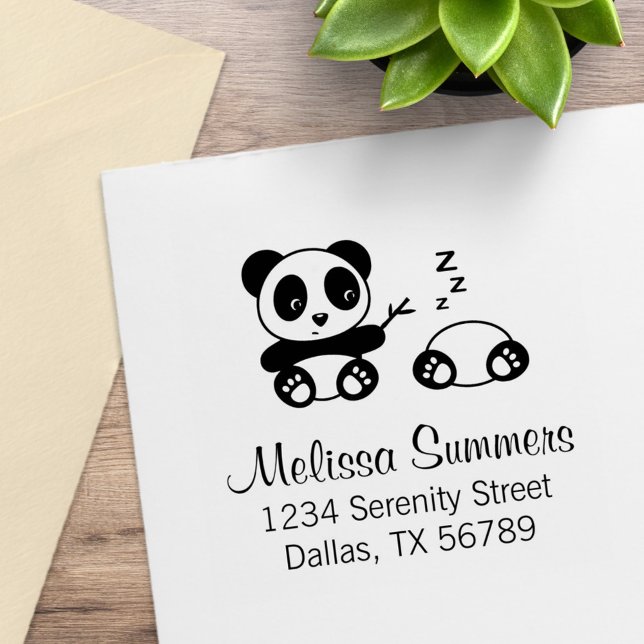 Cute Little Pandas Address Rubber Stamp (Creator Uploaded)