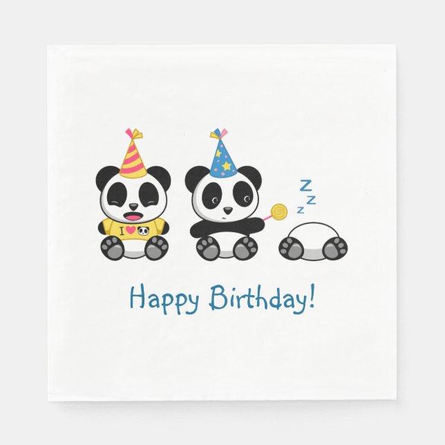 Cute Little Pandas Birthday Napkins (Front)
