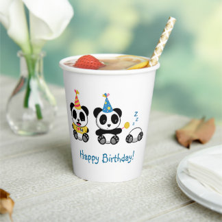 Cute Little Pandas Birthday Paper Cups