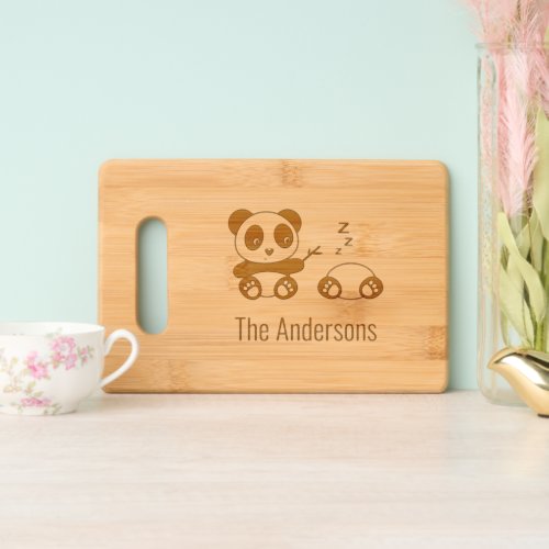 Cute Little Pandas Family Name Full Cutting Board