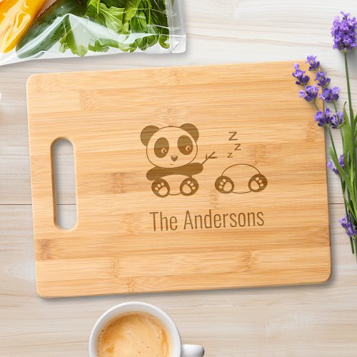 Cute Little Pandas Family Name Full Cutting Board