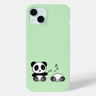 Cute Little Pandas on Green iPhone 15 Plus Case
