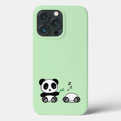 Cute Little Pandas on Green iPhone 13 Pro Case