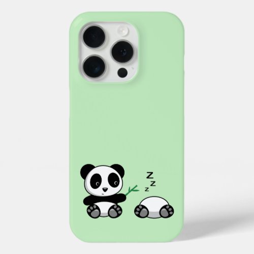 Cute Little Pandas on Green iPhone 15 Pro Case