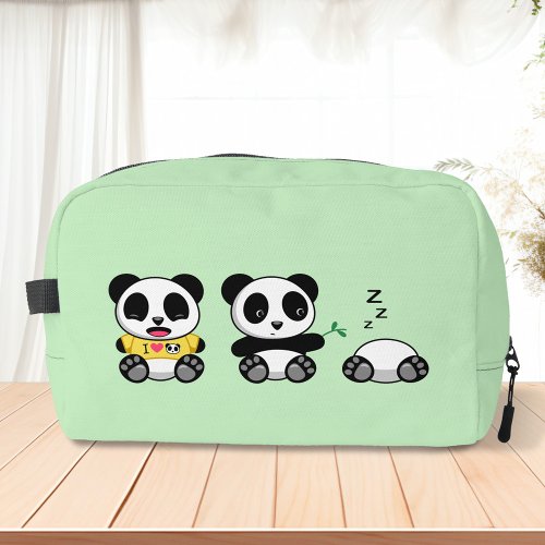 Cute Little Pandas on Green Dopp Kit