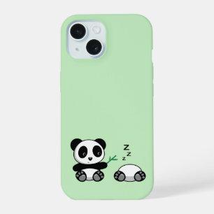 Cute Little Pandas on Green iPhone 15 Case