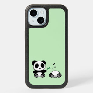 Cute Little Pandas on Green iPhone 15 Case