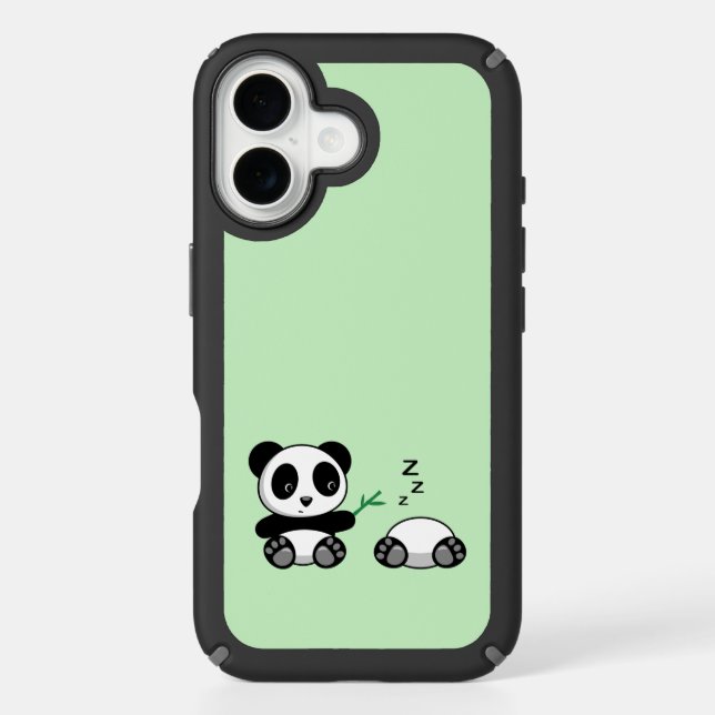 Cute Little Pandas on Green Speck iPhone Case (Front)