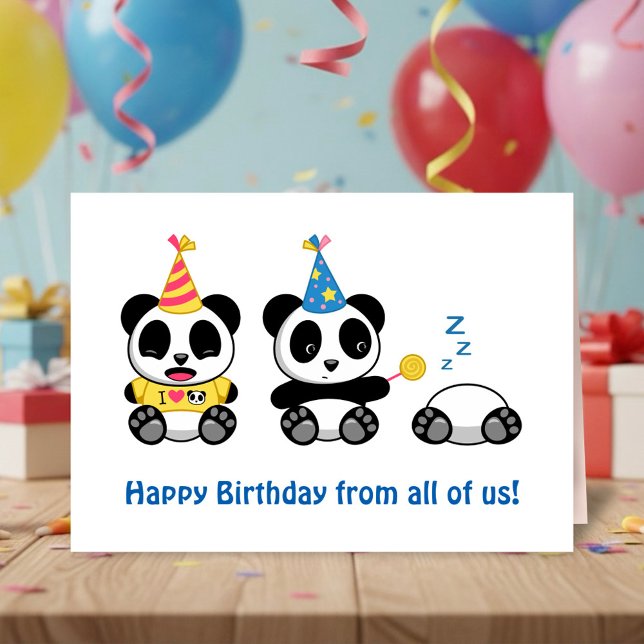 Cute Little Pandas on White Birthday from All Card (Creator Uploaded)