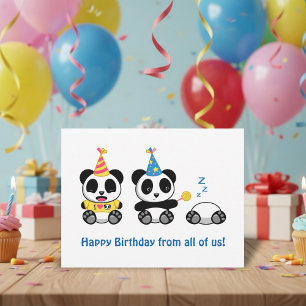 Cute Little Pandas on White Birthday from All Postcard
