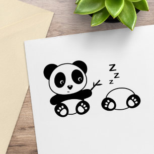 Cute Little Pandas Rubber Stamp