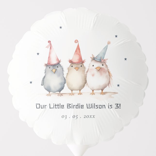 Cute Little Party Birds Any Age Kids Birthday Balloon (Front)