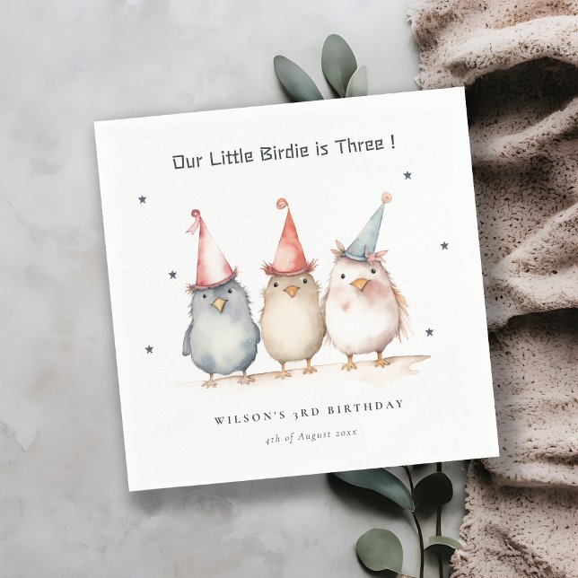 Cute Little Party Birds Any Age Kids Birthday Napkins (Creator Uploaded)