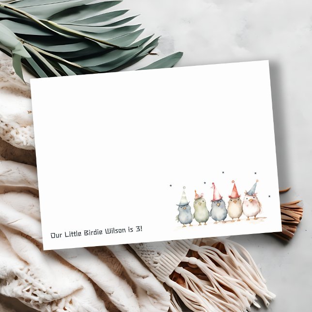 Cute Little Party Birds Any Age Kids Birthday Note Card (Creator Uploaded)