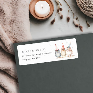 Cute Little Party Birds Kids Birthday Address Label