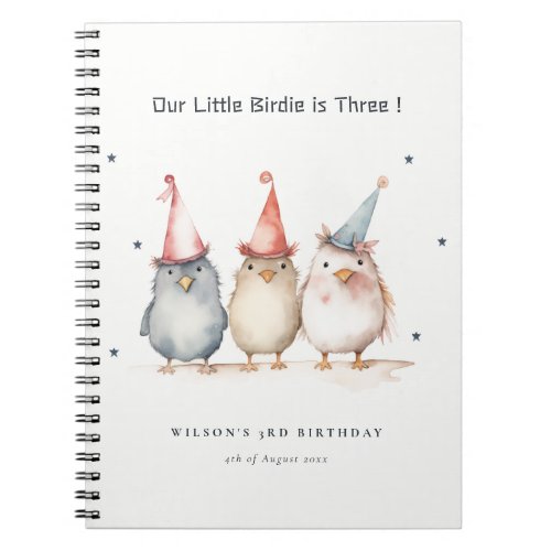 Cute Little Party Birds Kids Birthday Guestbook Notebook