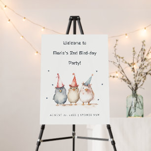 Cute Little Party Birds Kids Birthday Welcome Foam Board