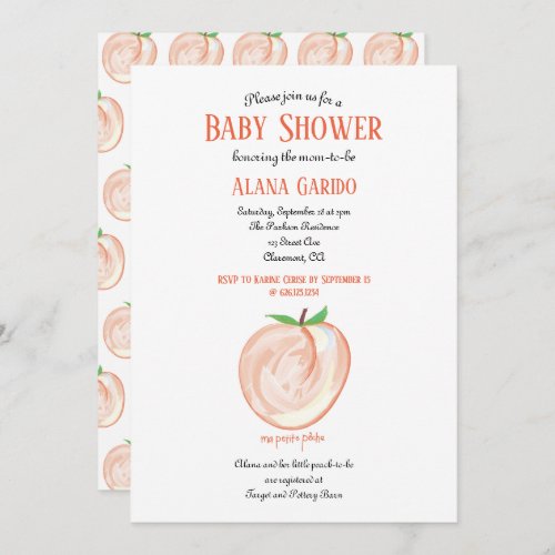 Cute Little Peach Baby Shower Invitation