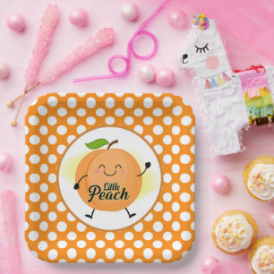 cute little peach baby shower paper plates