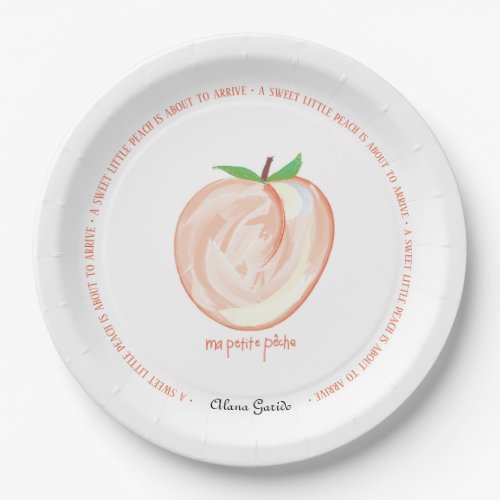 Cute Little Peach Baby Shower Paper Plates
