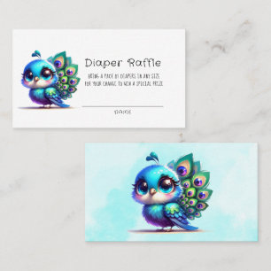 Cute Little Peacock Baby Shower Diaper Raffle Business Card