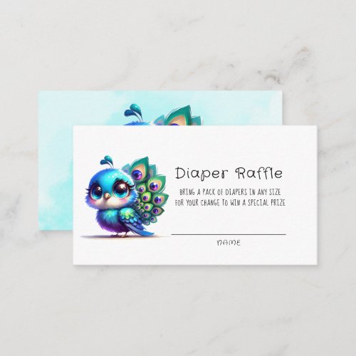 Cute Little Peacock Baby Shower Diaper Raffle Business Card