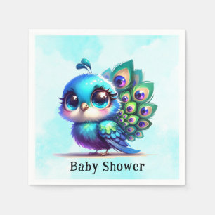Cute Little Peacock Baby Shower Napkins
