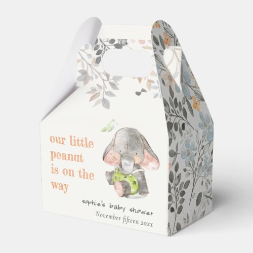 Cute Little Peanut Elephant Foliage Baby Shower Favor Boxes