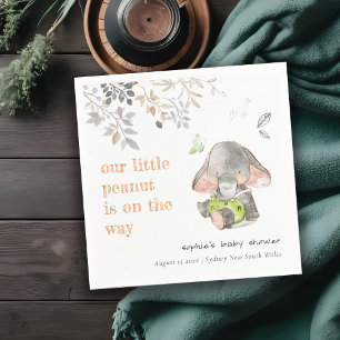 Cute Little Peanut Elephant Foliage Baby Shower Napkins